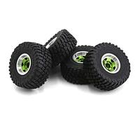 Acouto 4pcs Remote Control Tires 57mm with 7mm Wheel Hex Beadlock Wheel Rim Rubber Tire Set Replacement for Axial SCX24 AX24 TRX4M FCX24 1/18 1/24 Car to Incredible Rubber Ability (Green)