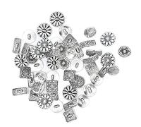 Acouto 50Pcs Mixed Antique Silver Round Tetragonum Flower S R Creativity Clothing Accessories ButtonR ButtonClothing AccessoriesSewingo Easy Crocheting of
