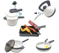 Acouto 52PCS Kitchen Play Toy Kids Pretend Playset with Cookware Pots and Pans Set Play Food Fruits Cooking Utensils Toy Cutlery Early Educational for Girls Boys Kids & Expand (White)