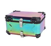 Acouto 65L Motorcycle Top Box with Safety Lock Arrow Storage Case Universal Fit Water Resistant Aluminium Alloy Motorcycle Trunk for Helmet Luggage Colorful Like Stainless a Finish