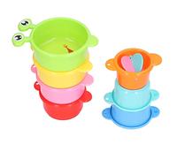 Acouto 7pcs Baby Stacking Bath Cups Multi Colored Sorting Building Stack Cups Early Educational Toys Movements Exercise and Baby's Coordination Stacking Lifting the Hand