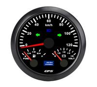 Acouto 85mm 3-3/8in GPS Speedometer Odometer with Voltmeter Fuel Level Gauge Turn Signal 3 in 1 120KM/H for RV Yacht Truck 7 Color Backlight Black Dial Silver Bezel CX8303 Etc Measures (Black Dial