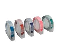 Acouto 9mm Embossing Label Tape 9mm Embossing Label Tape, PVC Material, Strong Adhesive, 5 Rolls for 12814 Printers, Ideal for Plastic Metal Glass Wood Labeling