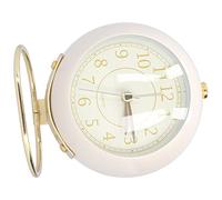 Acouto Alarm Clock Silent Non Ticking Metal Paint Power Saving Eye Battery Operated Small Clock with Night LightOlive Green Light Turning The an Alarm ClockBedroom ClockAlarm for (Beige-White Gold)