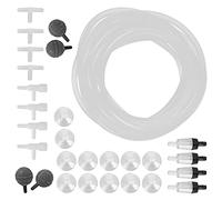 Acouto Aquarium Oxygen Tube Check Valve Fish Tank Bubble Stone Set Aquarium AccessoriesCombination E 4m / 13.1ft Oxygen Tube Cup Straight Valve L-Connector Pipe Including The Connector (8 meter pipe