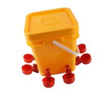 Acouto Automatic Chicken Waterer Cup Gravity Watering System Plastic 12 Liter Poultry Drinking Bowl Kit Large Red Cup with Bucket Lid for Chickens Ducks Quail Parrots (Bucket + Red Bird Bowl +