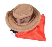 Acouto Bearded Dragon Cowboy Hat and Bandana, Canvas Lizard Costume Cap with Removable Bib for Halloween Parties and Photo Props (Brown)