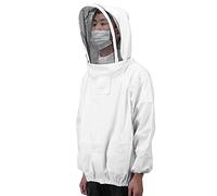 Acouto Beekeeping Veil Jacket Gray Polyester Cotton Bee Suit Average Size Foldable Hooded Protective Clothing with Premium Zippers for Professional and Beginner Beekeepers (White)