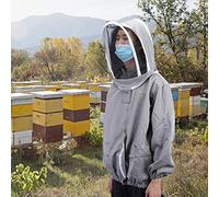 Acouto Beekeeping Veil Jacket Gray Polyester Cotton Bee Suit Average Size Foldable Hooded Protective Clothing with Premium Zippers for Professional and Beginner Beekeepers (Grey)