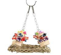 Acouto Bird Seagrass Swing Toys Safe Bite Relieve Boredom Seagrass Woven Hammock Swing Mat Rope Pieces Bird MatBird ToysBird