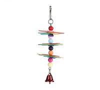 Acouto Bird Toys with Colorful Beads and Metal Bell Easy Install Swing Cage Accessory for Birds Parakeet Cockatiel Lovebird Chewing Grind Teeth Wooden Bird Chew Toy Chew Toy