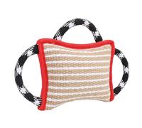 Acouto Biting Pad with 3 Strong Handles Jute Tear Interactive Play Dog Bite Tug Toy for Adult Dog Bite Is Pillow Material of Exc Biting Pillow with 3 HandlesBiting Pad with Strong (Red)