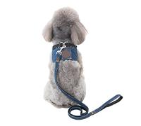 Acouto Blue Pet Vest Harness Leash Fabric Comfortable Walking Dog Harness Leash Kit for Garden M Kit Is and Make Pet Vest LeashDenim LeashDog (L)