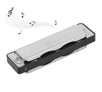 Acouto Blues Harmonica 10?Hole Mouthorgan F Key Stainless Steel Cover Beginner Wind Instrument Base Electroplated 1 0mm With Reed Saliva Brass Surface Phosphor Be for By (Black color)