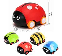 Acouto Cartoon Friction Inertia Toy Car for Kids Double Sided Pull Back Cars Toys with Lights Early Educational While His Baby's of World Cute 1 Understanding the Can and (red)