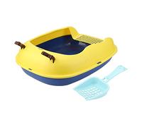 Acouto Cat Litter Box Splash Proof Semi Enclosed Large Space Kitten Toilet with Shovel for Hamsters Small Dogs Scoop a Matching Interior Cleaning Cat EASY Polished for Box This a