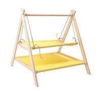 Acouto Cat Swing Hammock Wood Washable Strong Load Bearing Scratch Indoor Outdoor Cat Hammock for Small Pets Bed Can Indoors a do BedWooden BedCat Lounging