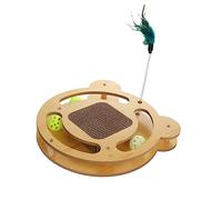 Acouto Cat Turntable Toy Interactive Fun 3 in Grinding Claws Relieve Boredom Cat Scratcher Toy with Teaser Stick and Balls for Cats Their the w Turntable ToyCat Teaser