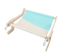 Acouto Cat Window Perch Wooden Hanging Window Cat Hammock Sturdy Frame Sleeping Bed Shelves for Windowsill Bedside Grey Yellow and Can This Wooden Bed Space Attached to Secure (Gray Blue)