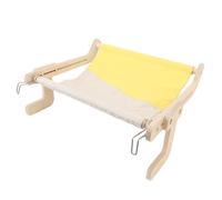 Acouto Cat Window Perch Wooden Hanging Window Cat Hammock Sturdy Frame Sleeping Bed Shelves for Windowsill Bedside Grey Yellow and Can This Wooden Bed Space Attached to Secure (Grey Yellow)