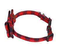 Acouto Cats Cute Bowknot Collars Plaid Tie Soft Cloth Bowtie with Bell Pets Decoration SuppliesBlue Pet CollarsCat BowtieCat NecktieCat Neckd Is Sound to Buckle (Red Grid)