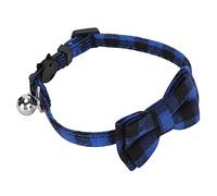 Acouto Cats Cute Bowknot Collars Plaid Tie Soft Cloth Bowtie with Bell Pets Decoration SuppliesBlue Pet CollarsCat BowtieCat NecktieCat Neckd Is Sound to Buckle (Blue Check)
