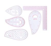 Acouto Curve Ruler Set, Clear Lines Manual Cutting Tools for Tailoring and Clothing Design, 5 Pieces Plastic Ruler Kit for Fashion Designers and Tailors