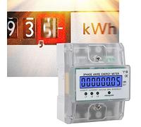 Acouto DDS024T 3 Phase 4P Electronic Energy Meter 380V LCD Digital Display DIN Rail with Transparent Cover Small Light High Beautiful Technology Display 6 Weight Appearance Total LCD