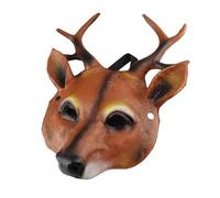 Acouto Deer Mask, Cosplay Mask, Animal Costume, for Xmas Easter Carnival Party Tag Fancy Party Nightclub, PU Foam, One Size Fits All Occasions, Suitable for Various Parties, 26x34cm (Brown)