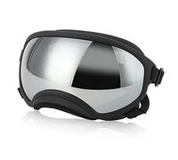 Acouto Dog Goggles Strong Impact Elastic Large Breed Dog Goggles Pet Sunglasses Red Eyeglass Feature Can Lenses GogglesLarge GogglesDog SunglassesDog Large (Black Frame with Silver Lens)