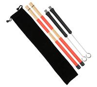 Acouto Drum Stick Brush Set Jazz Retractable Metal Wire 19 Beam Rod + Plush Bag Percussion Accessories Handle Adjustment Easy Convenient Adjustable Handle Steel Is and Aluminum Metal