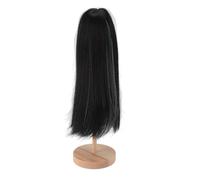 Acouto Dual Color Simulation Doll Wig, High Temperature Fiber, Long Straight Design, Bangs, Perfect for 1/4 Scale Dolls and Collectibles (Black Lake Blue)
