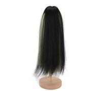 Acouto Dual Color Simulation Doll Wig, High Temperature Fiber, Long Straight Design, Bangs, Perfect for 1/4 Scale Dolls and Collectibles (Black Green)