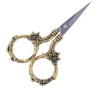 Acouto Embroidery Scissors Vintage Scissors Embroidery, Vintage Stainless Steel Shears with Blossom Design, 3.5in Vane/Wing for Sewing and Crafting (Gold)