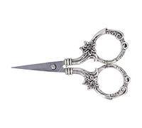 Acouto Embroidery Scissors Vintage Scissors Embroidery, Vintage Stainless Steel Shears with Blossom Design, 3.5in Vane/Wing for Sewing and Crafting (Silver)