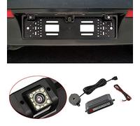 Acouto European License Plate Frame Backup Camera 8 LED Rear View Camera with Reversing Radar System Parking Sensor Reliable Stable and Has the Upgraded Image Color of Chip