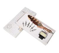 Acouto European Retro Feather Dip Pen Stainless Steel Nibs Writing Pen Set with Packing Box Durable and 2 Replac Feather PenFeather SetVintage PenDip PenRetro