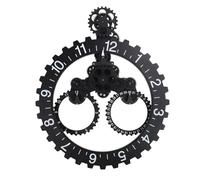 Acouto European Retro Mechanical Gear Clock Single Sided Pointer Digit Display Big Wheel Wall Clock Mechanical Gear Smoo ClockGear ClockBig Wheel Wall ClockWall (Black)