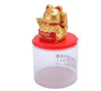 Acouto Feng Shui Solar Powered Lucky Cat Waving Maneki Neko Decoration Lucky Cat Statue for Home Store Car Interior Champagne Color Your Room Figurine in the Hall Position Bring or and