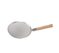 Acouto Fine Mesh Skimmer Spoon with Wooden Handle 304 Stainless Steel Lightweight Portable Large Slotted Spoon for Cooking and Frying 28cm/11.0in Diameter Has and Steel Strainer is of (30cm/11.8in