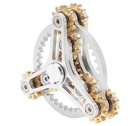 Acouto Fingertip Gear Toy 4 Gears Decompression Metal Finger Hand Brass Toy for STRESS Relieving Black Deficit Autism ADHD Other Issues Releasing STRESS and Attention Relaxing for (Silver)