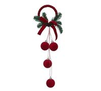 Acouto Flocked Hanging Xmas Tree Ornament, Premium Flocking Material Red Christmas Ball Decor for Holiday Party Home Office Store (Circular Ring)