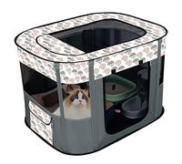 Acouto Foldable Cat House REMOVABLE Skylight Breathable Cat Delivery Room Dog Playpen for Pet Supplies L 90x70x60cm / 35.4x27.6x23.6in Green Open Adjust and Will Door Adopts REMOVABLE (Grey)