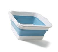 Acouto Foldable Foot Bath Basin Multipurpose Large Capacity Silicone Folding Foot Soaking Bucket for Home Travel Grey Foldable Space Bath BasinFolding (Blue)