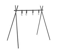 Acouto Foldable Tripod Camping Rack, Aluminium Alloy Campfire Swing Grill Stand with 4 Hooks, Portable Cooking Equipment for BBQ Picnic Outdoor Gatherings