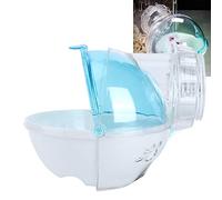Acouto Hamster Bath with Colored Plastic Material and Contained Litter Cover, Small Pet Bath for Hamsters, Mouse and Other Furry Animals (Blue)