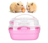 Acouto Hamster Carry Case Portable Lightweight Small Animal Carry Case for Outdoor Travel Your Little Feel Lif Hamster Carrier CageHamster CageHamster Travel CagePortable (Pink)