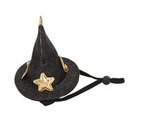 Acouto Hamster Hat Moon Star Pattern Small Animal Pet Top Hats with Chin Strap for Turtles Lizards Geckos Gold Chin Strap Bottom Ea Hamster HatSmall Animal Pet HatsSmall Top (Black)