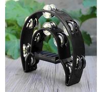 Acouto Hand Tambourine Bell Big Size Double Row Metal Jingles Percussion Instrument Bell Tambourine for Bar Entertainment Dark Blue Hand BellPercussion TambourineMusical (Black)