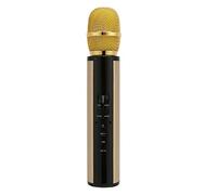 Acouto Handheld Microphone No Reduction Stereo Karaoke Mic with Recording for Smartphone PC Black Handheld Microphone Karaoke Mic Real Supports You No (Gold)